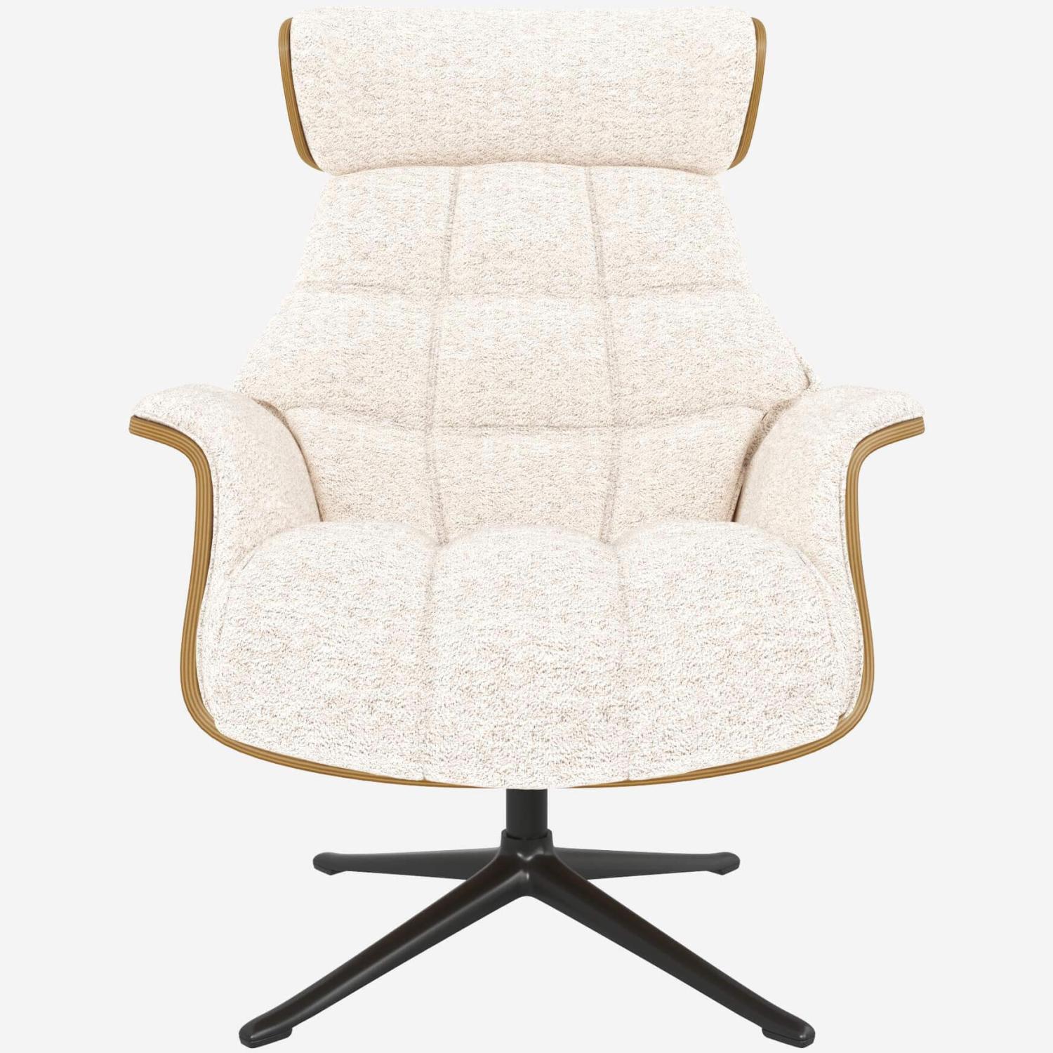 Fauteuil en chêne et tissu Bormio - Blanc albâtre - Pied noir