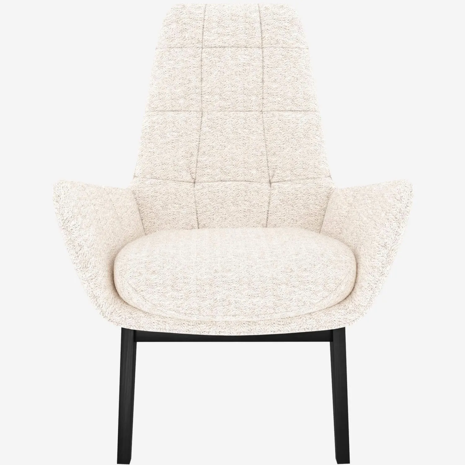 Fauteuil en tissu Bormio - Blanc albâtre - Pieds noirs