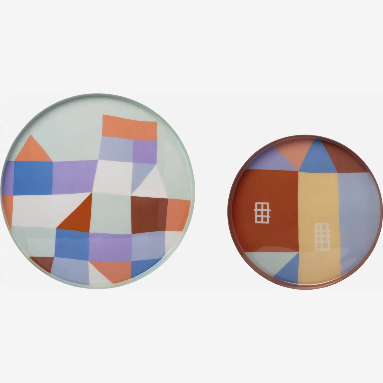 Lot de 2 plateaux décoratifs ronds en métal - Multicolore - Design by Floriane Jacques