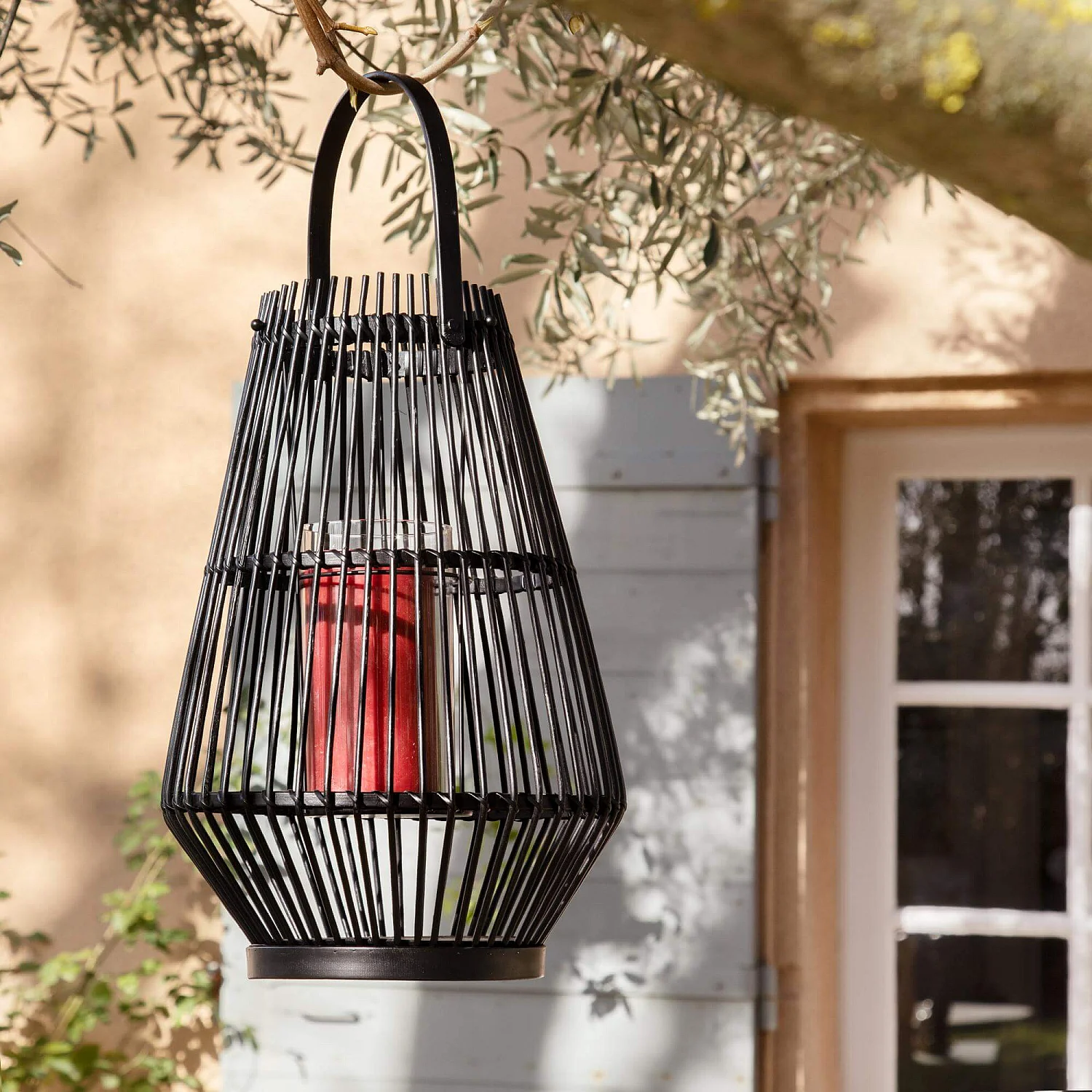 Lanterne en bambou - 26 x 40 cm - Noir - 4