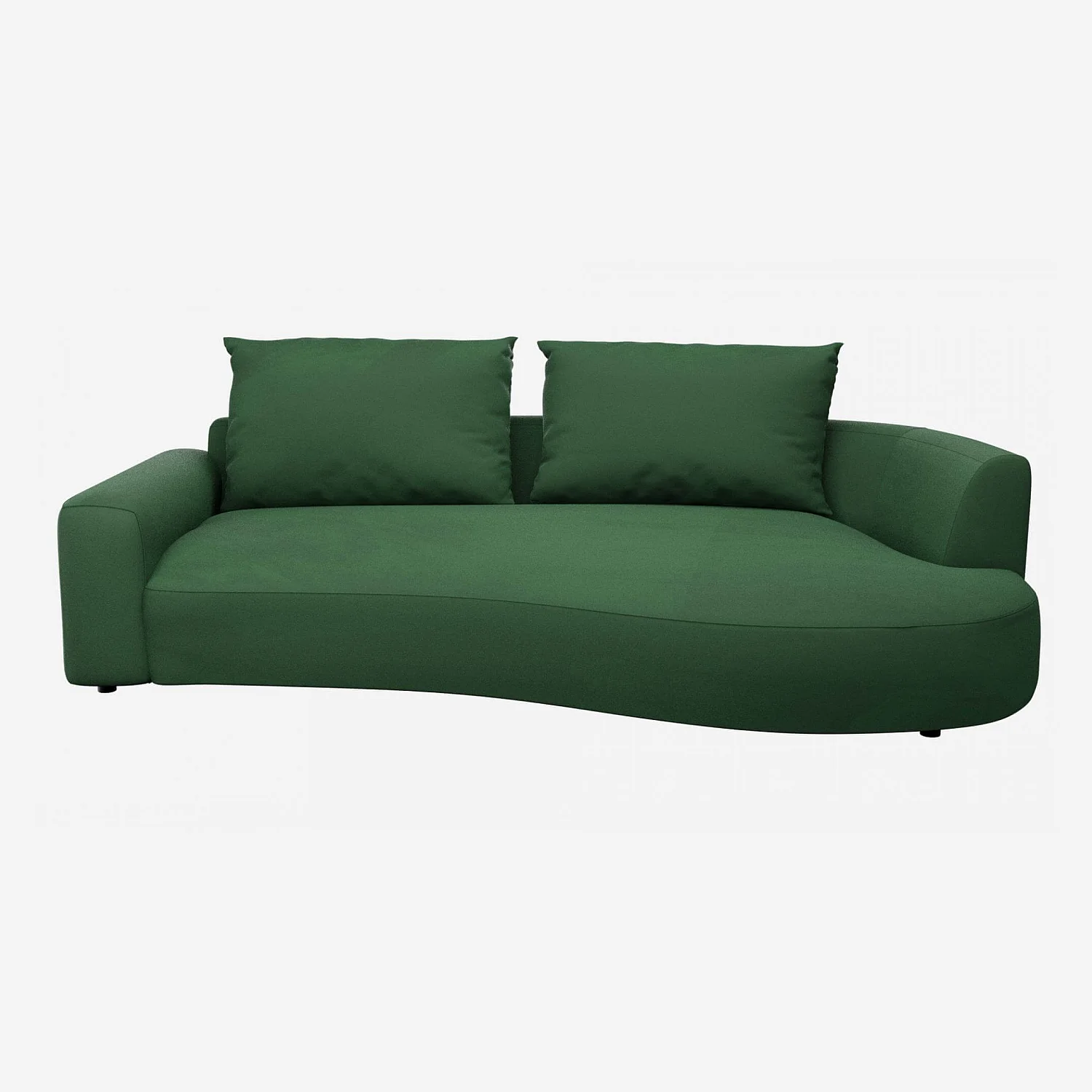 Canapé d'angle droit de forme organique en velours - Vert émeraude  - 1