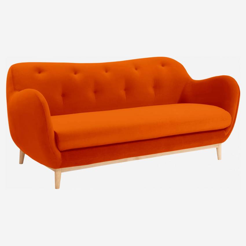 Canapé 3 places en velours - Orange - Design by Adrien Carvès