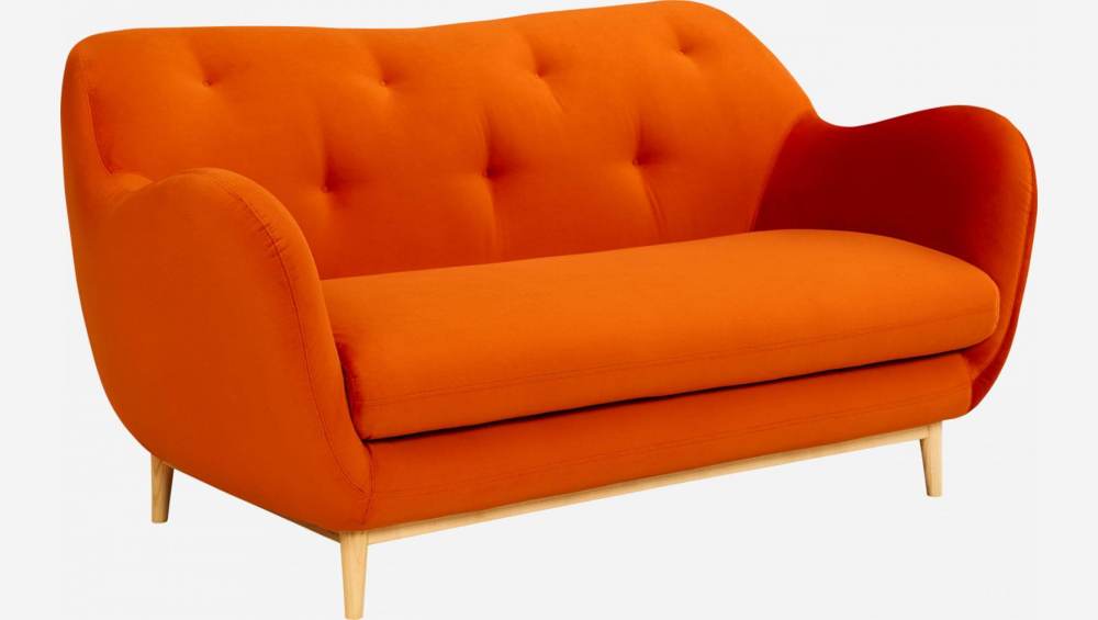 Sofá de 2 plazas de terciopelo - Naranja - Diseñado por Adrien Carvès