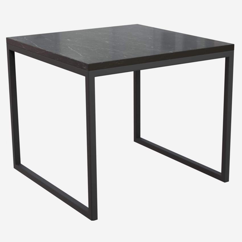 Table d'appoint carrée avec plateau en marbre - Noir