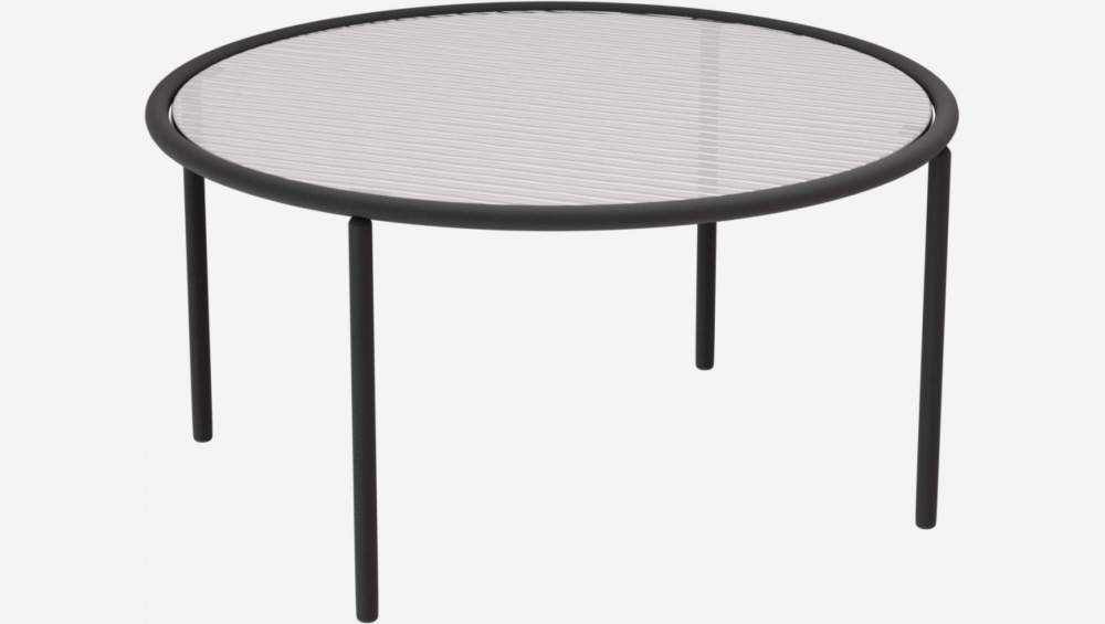 Table basse en acier et verre ondulé - 80 x 42 cm