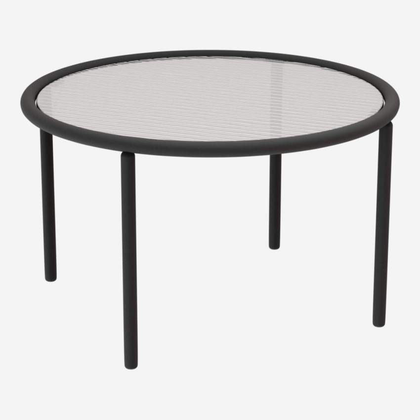 Table basse en acier et verre ondulé - 60 x 38 cm