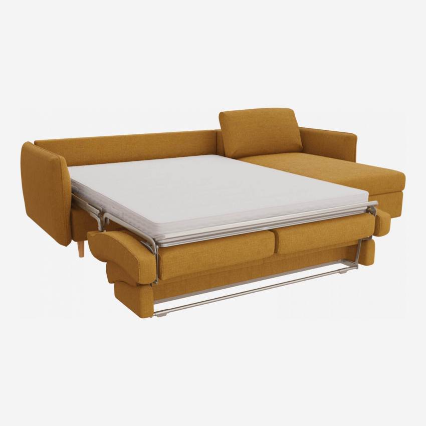 Sofá cama de ángulo 3 plazas de tela - Amarillo Mostaza