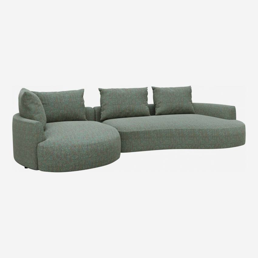 Canapé d'angle gauche de forme organique en tissu Bellagio - Gris vert 