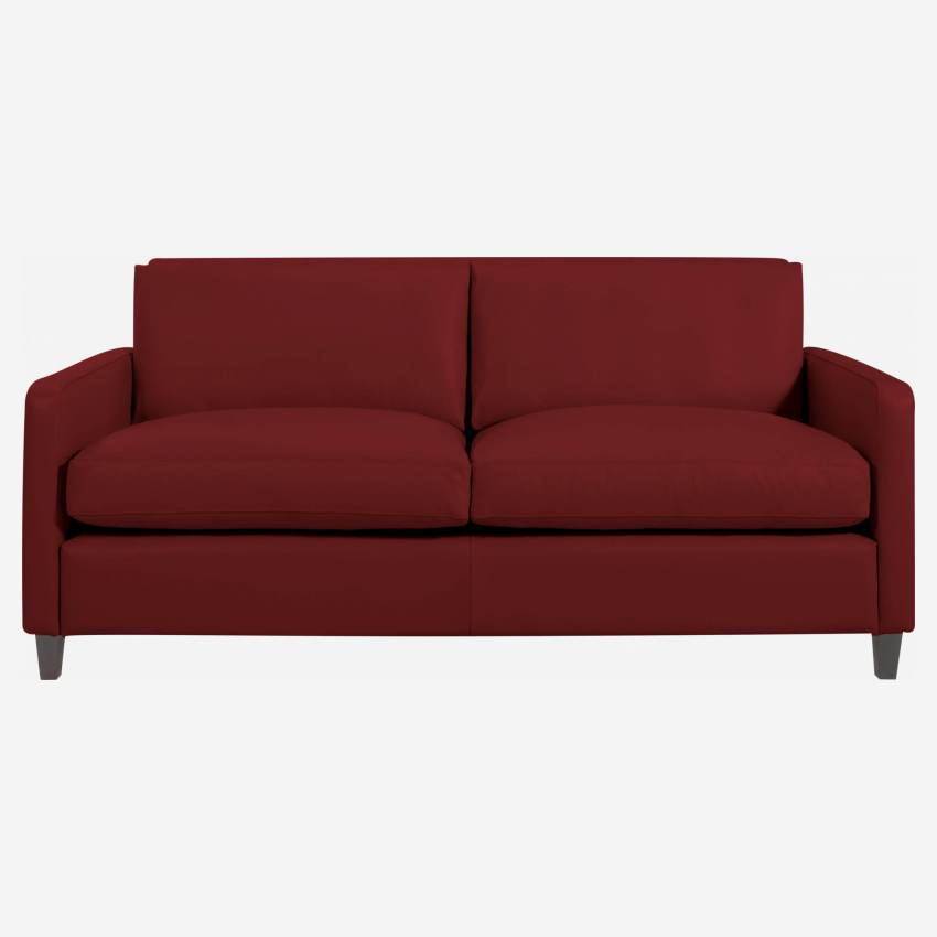2-Sitzer-Sofa aus Leder - Rot - Schwarze Füße