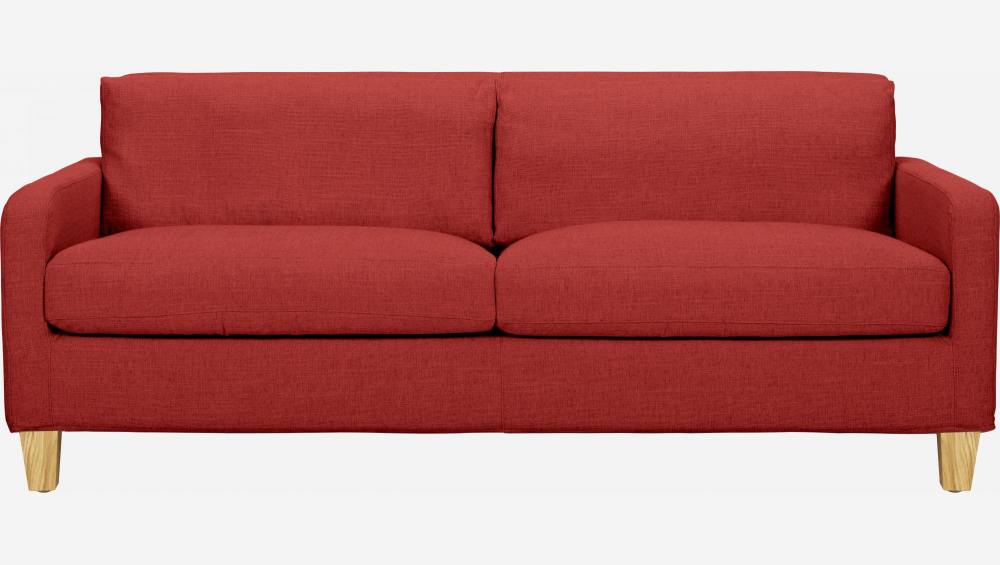 3-Sitzer-Sofa aus italienischem Stoff - Rot - Eichenfüße