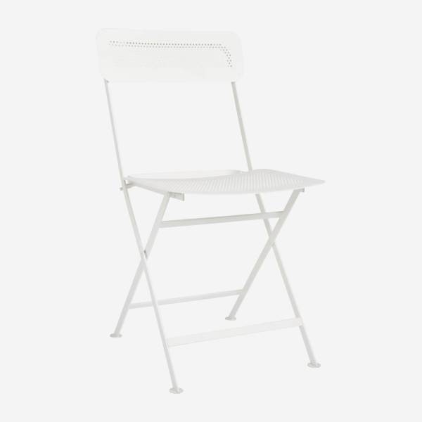 Folding chair made of metal, white