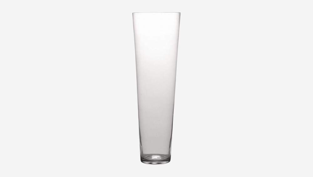 Vase conique 70cm en verre transparent grand modèle
