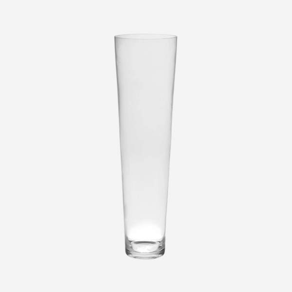 Kegelige Vase, 60 cm, aus transparentem Glas, mittleres Modell