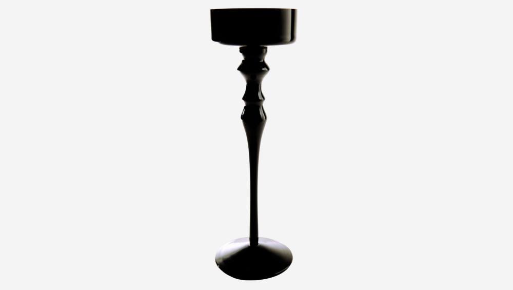 27cm black glass candlestick