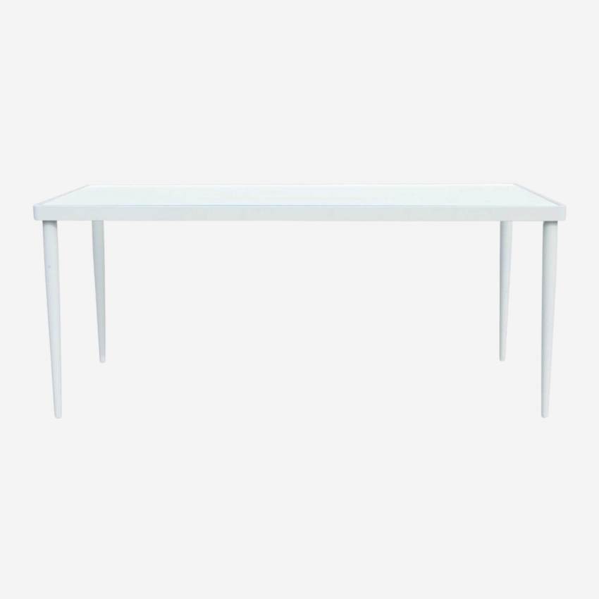 Mesa de jardín de aluminio y vidrio templado - Blanco