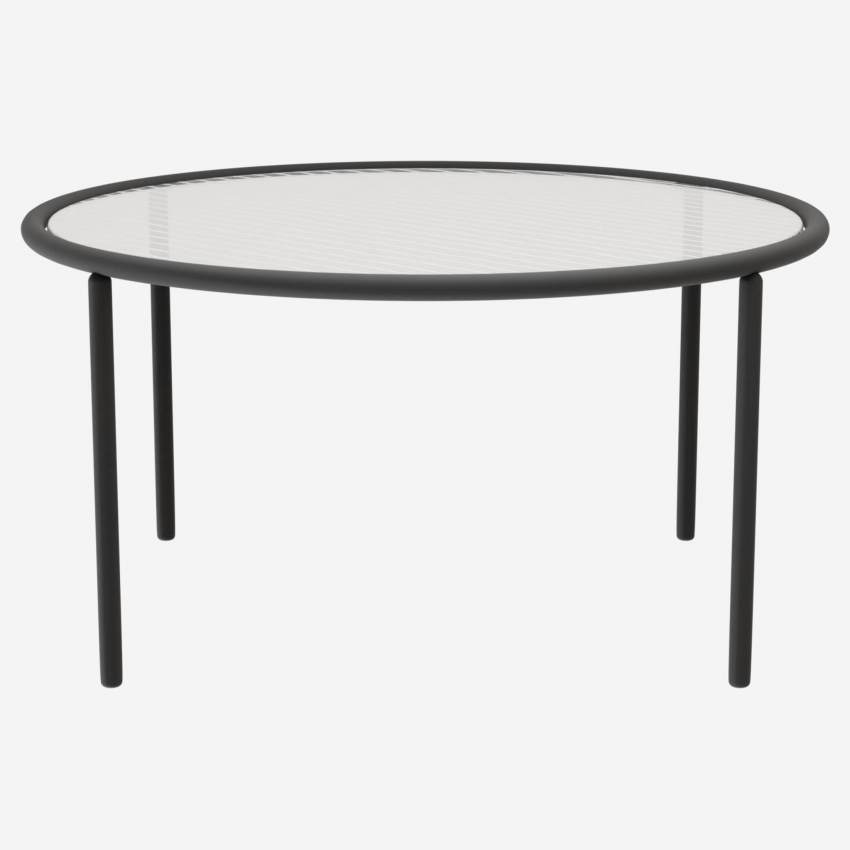 Table basse en acier et verre ondulé - 80 x 42 cm