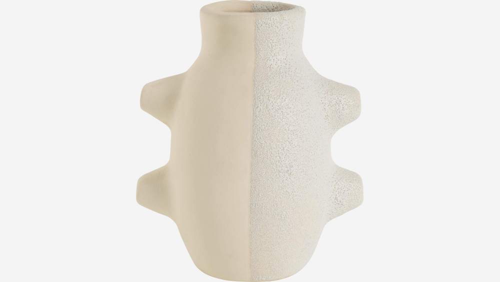Vase en faïence - Gris et blanc - 14 x 16 cm