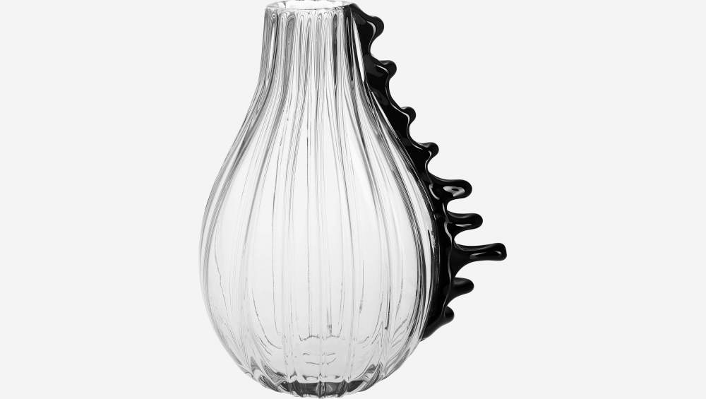 Vase en verre soufflé bouche - Transparent et noir