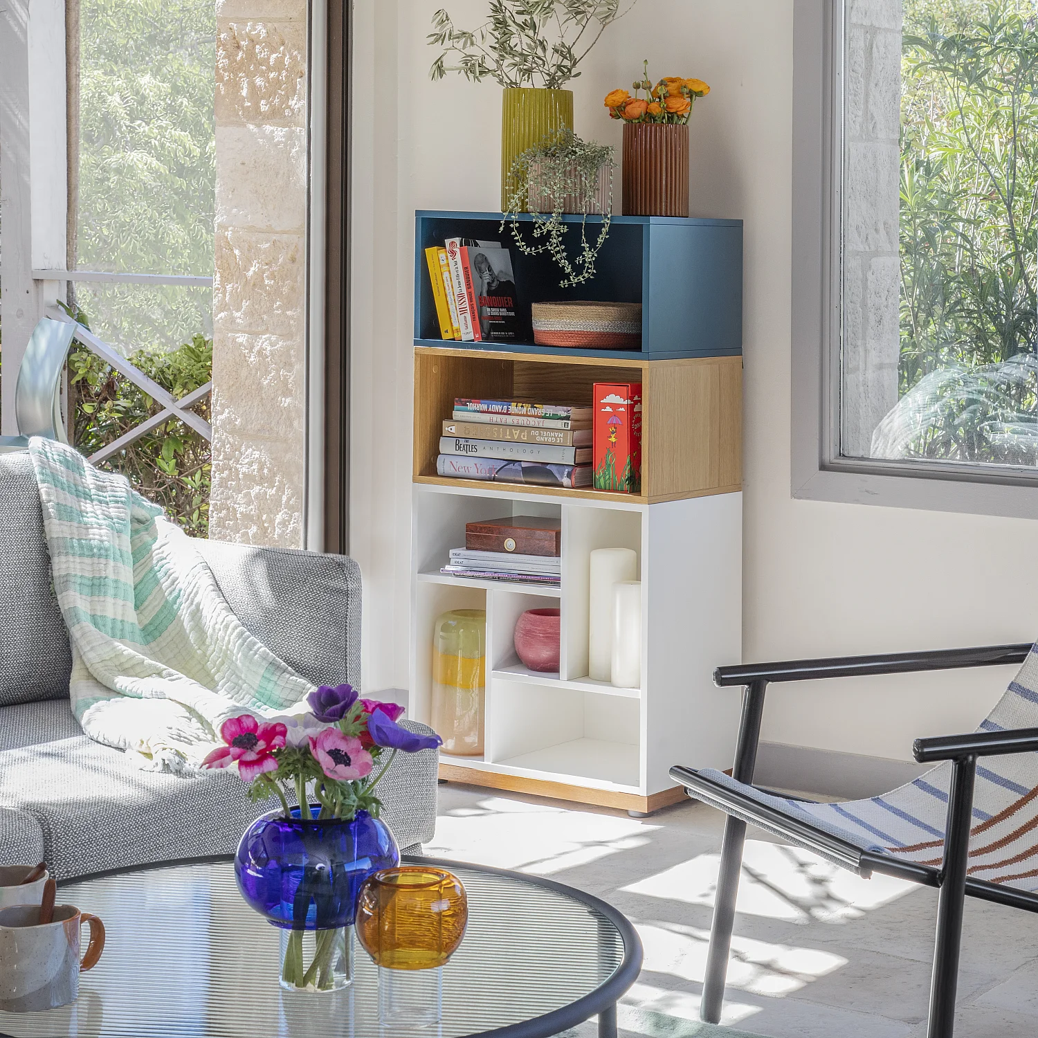 Vase en verre soufflé - 21 x 35 cm - Vert olive - 6