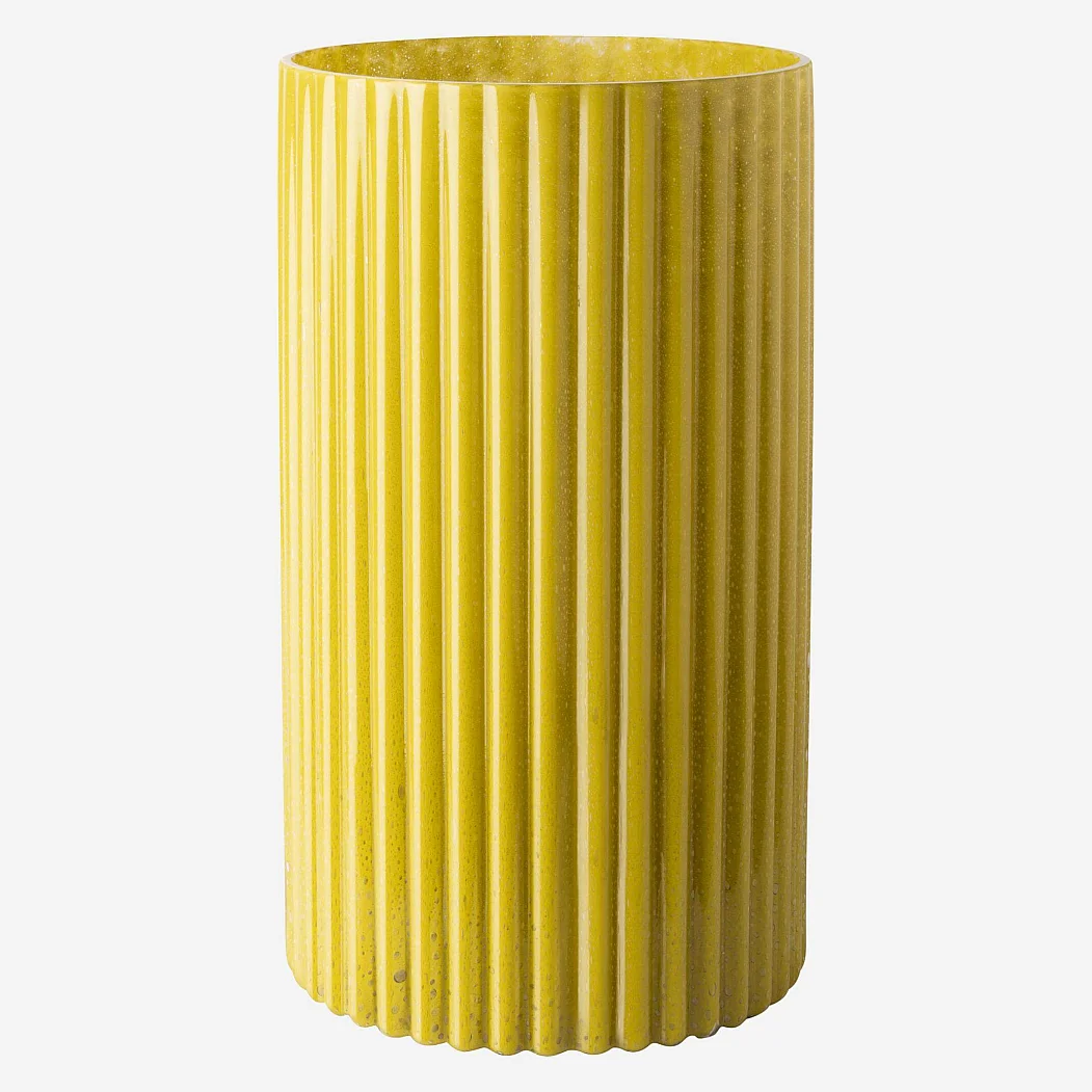 Vase en verre soufflé - 21 x 35 cm - Vert olive - 2