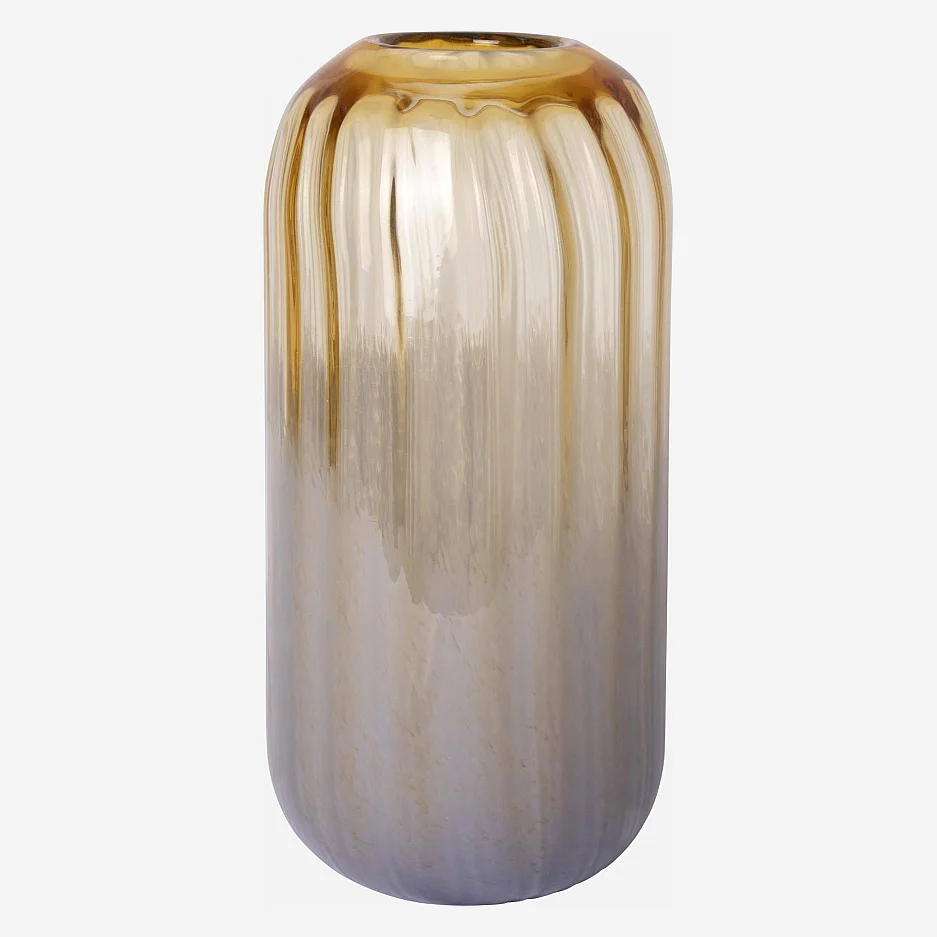 Vase en verre soufflé - 18 x 32 cm - Beige - 2