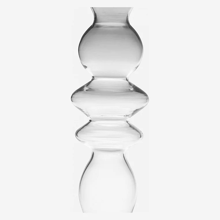 Bougeoir en verre soufflé - 15 x 32 cm - Transparent - 2
