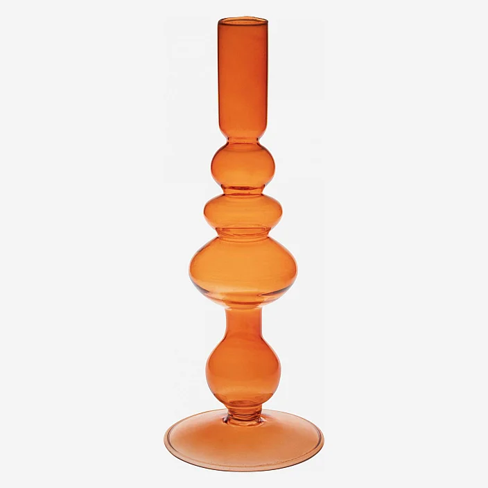 Bougeoir en verre soufflé - 15 x 29 cm - Rouge - 2