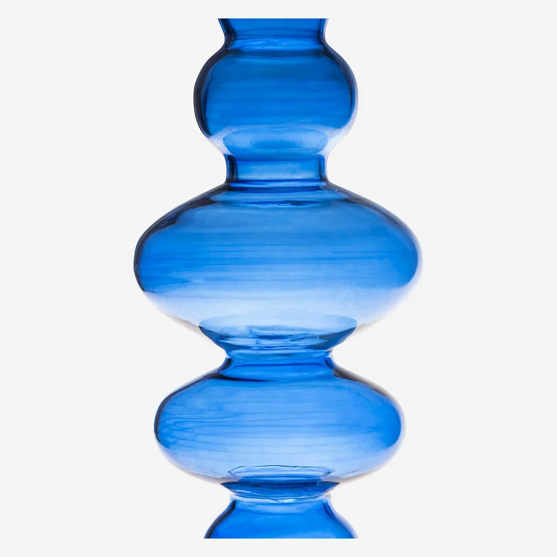 Bougeoir en verre soufflé - 15 x 33 cm - Bleu - 3