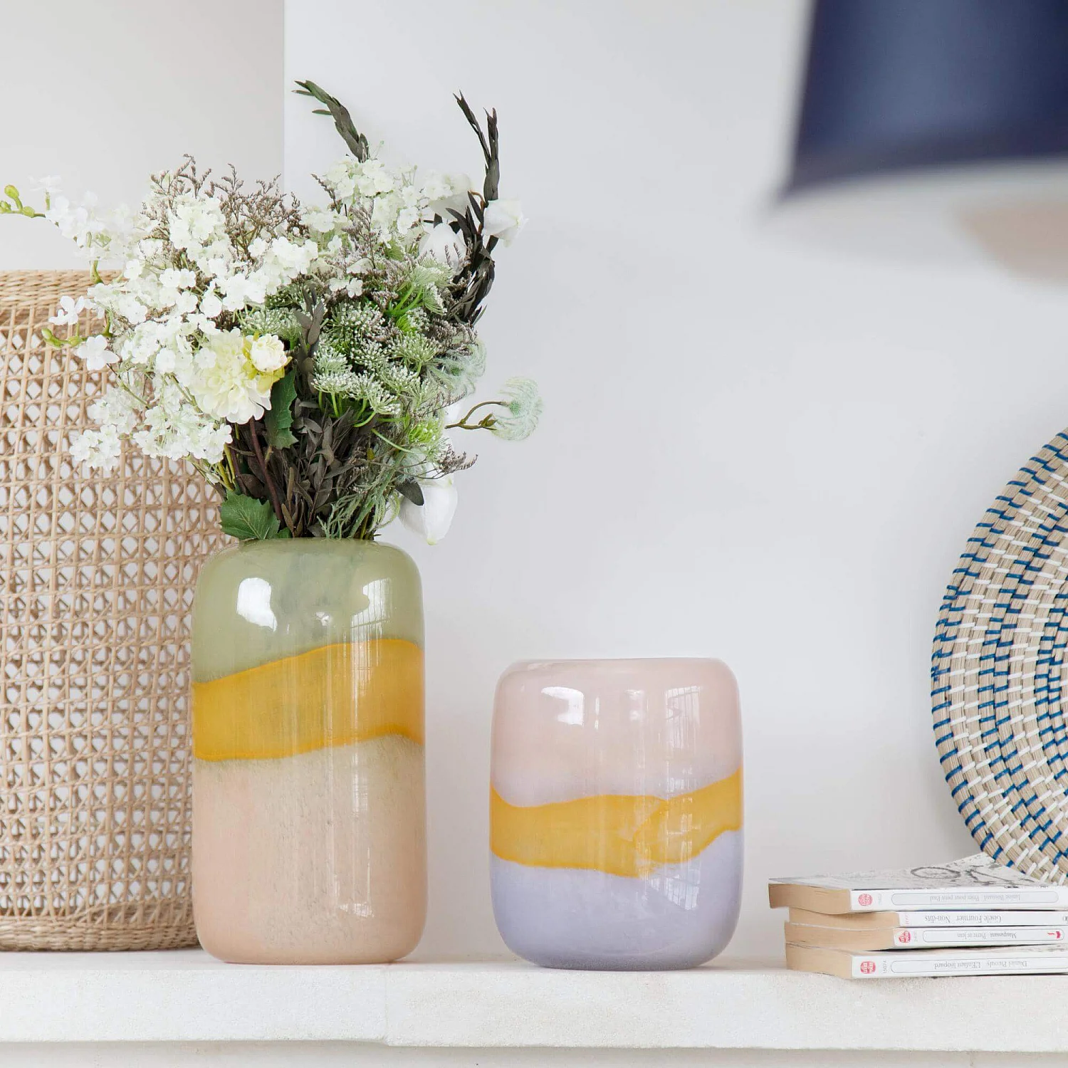 Vase en verre soufflé - 23 x  35 cm - Multicolore - 1