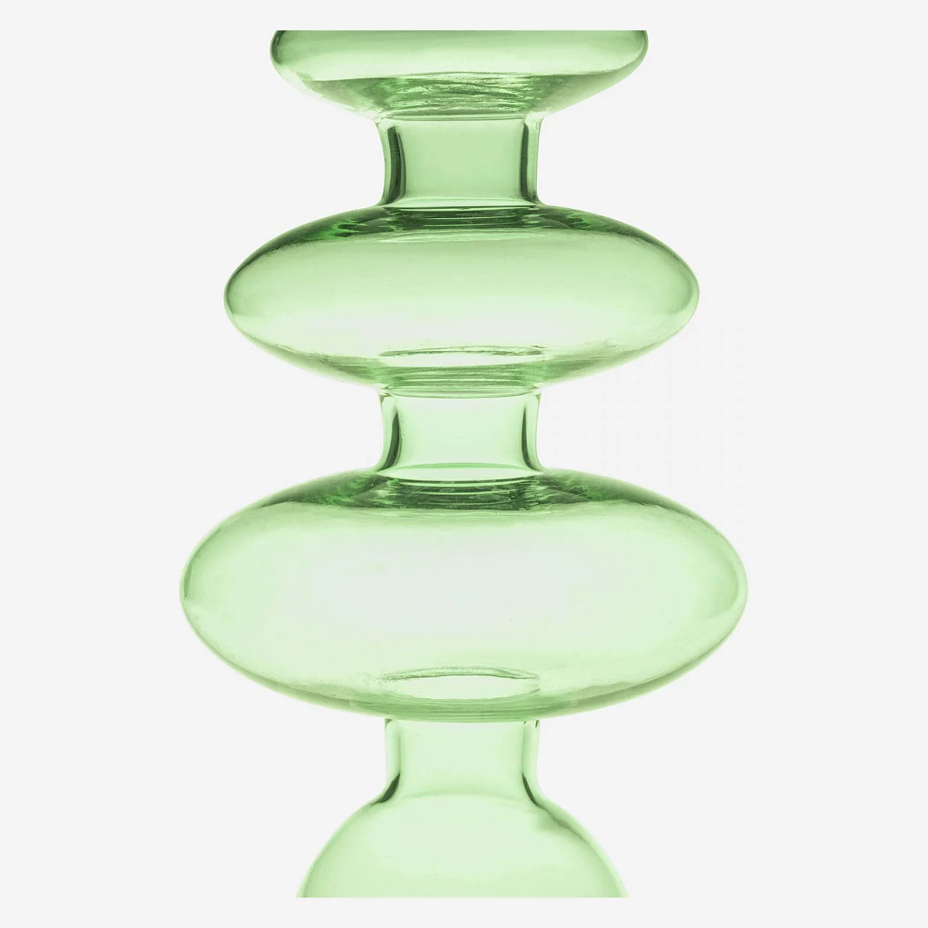 Bougeoir en verre soufflé - 15 x 28 cm - Vert - 2