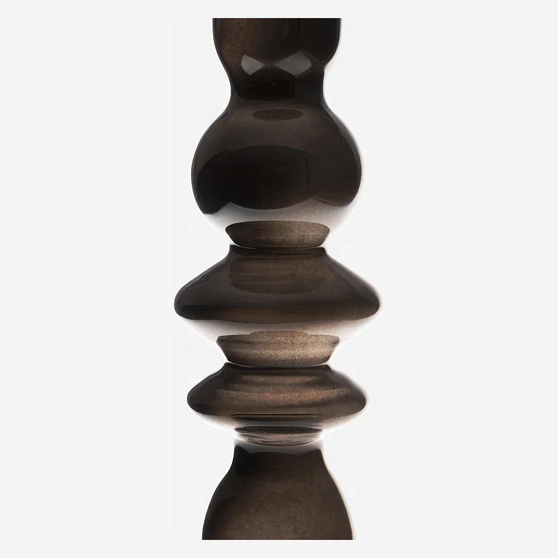 Bougeoir en verre soufflé - 15 x 32 cm - Noir - 2