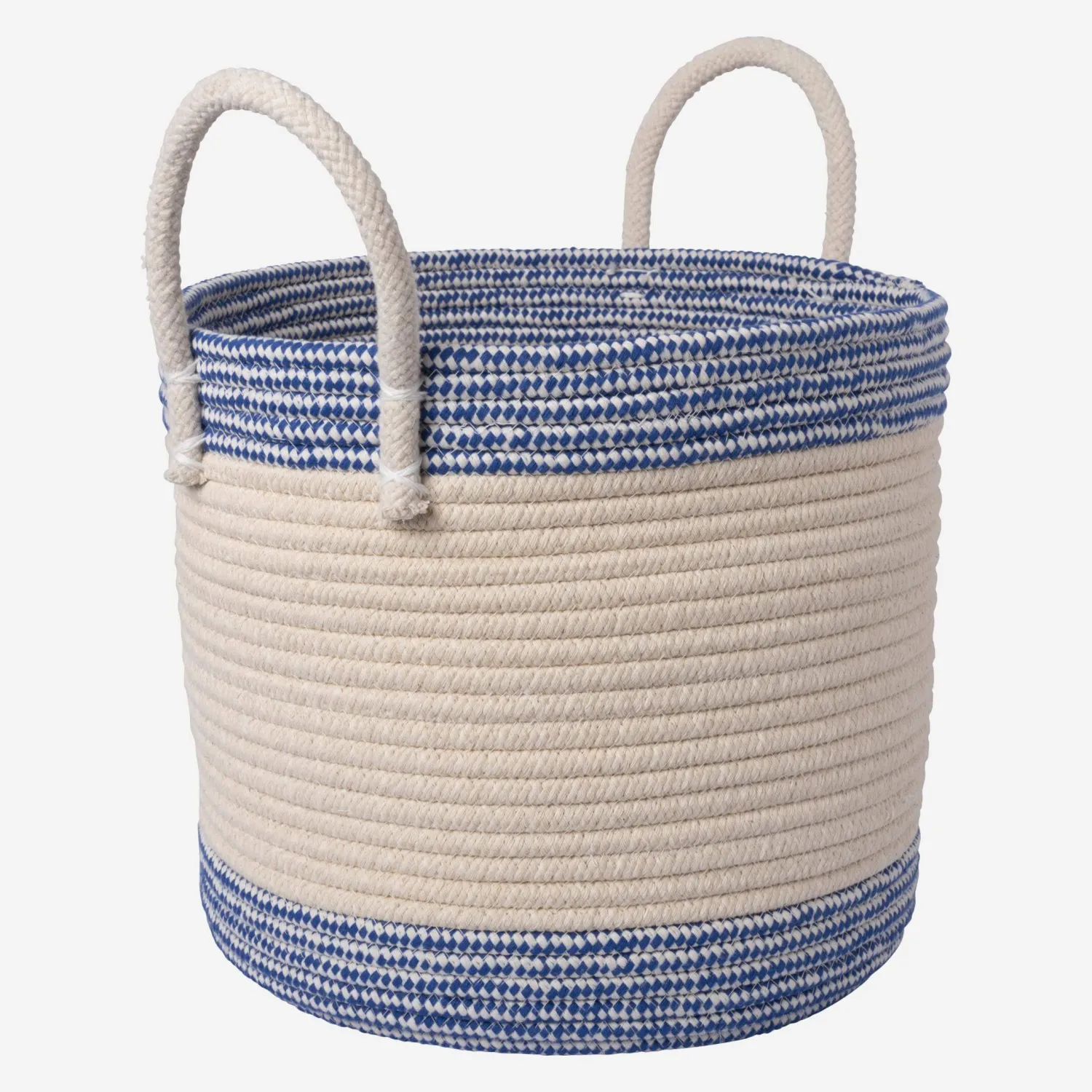Panier de rangement en coton - 30 x 27 cm - Rayures bleues - 1