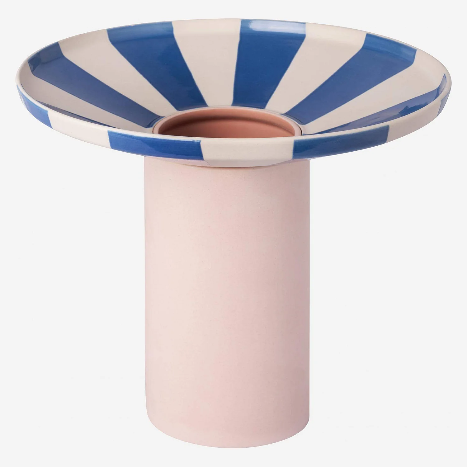 Vase en grès - 21 x 19 cm - Rayures bleues - Design by Chloé Le Cam - 2