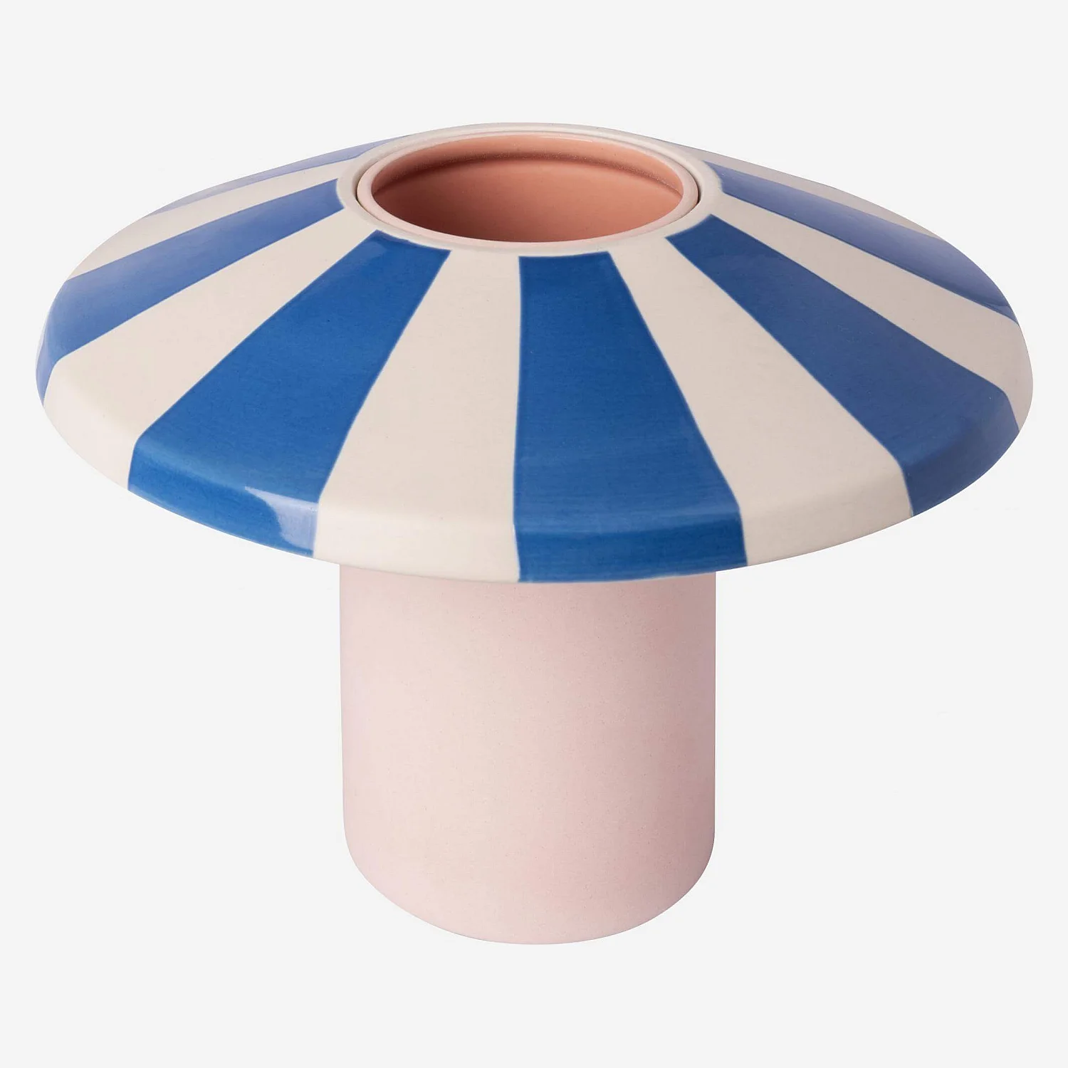 Vase en grès - 21 x 19 cm - Rayures bleues - Design by Chloé Le Cam - 4