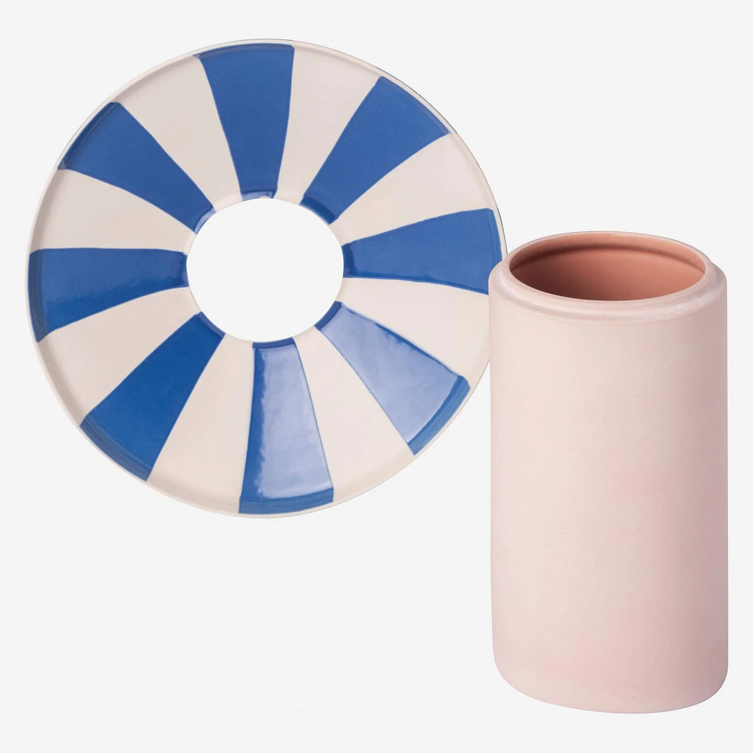 Vase en grès - 21 x 19 cm - Rayures bleues - Design by Chloé Le Cam - 5