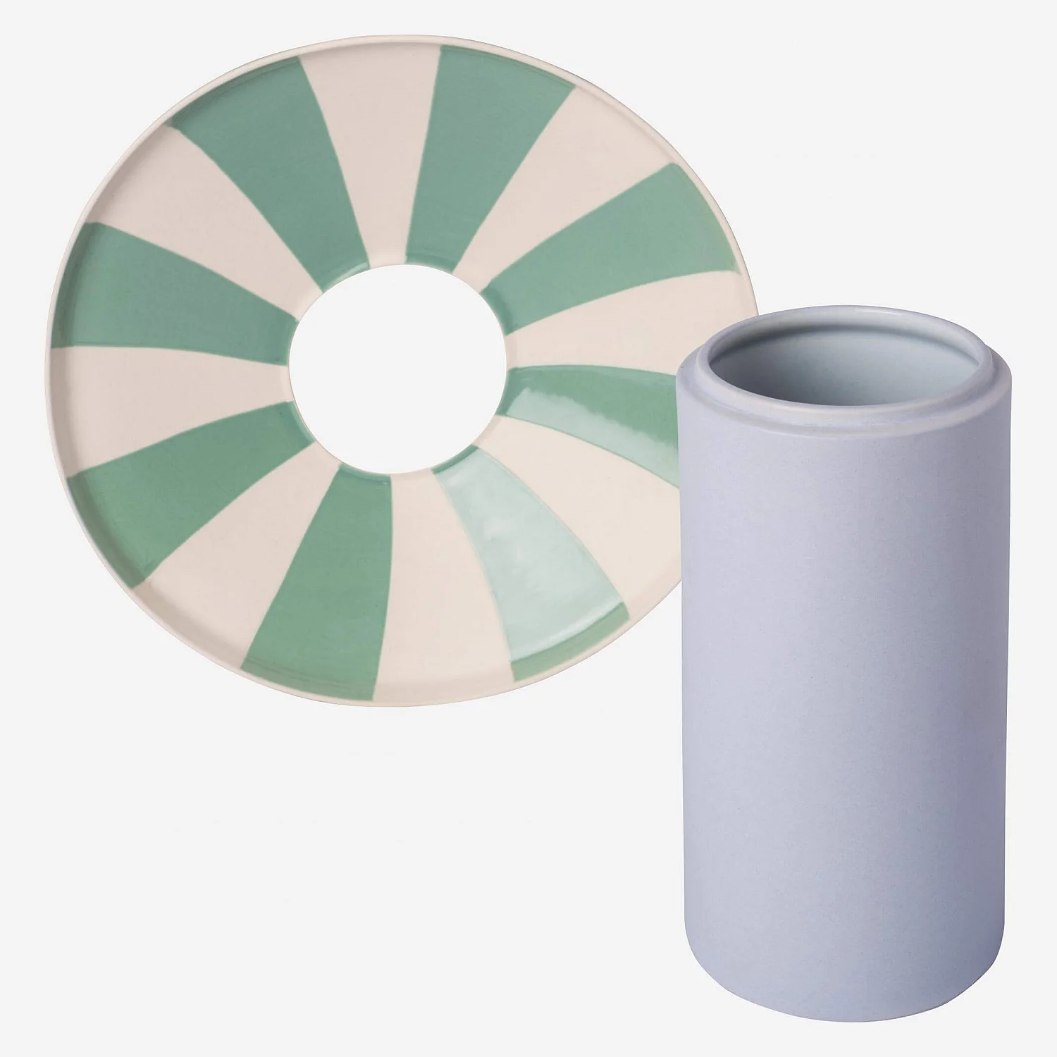 Vase en grès - 21 x 16 cm - Rayures vertes - Design by Chloé Le Cam - 4