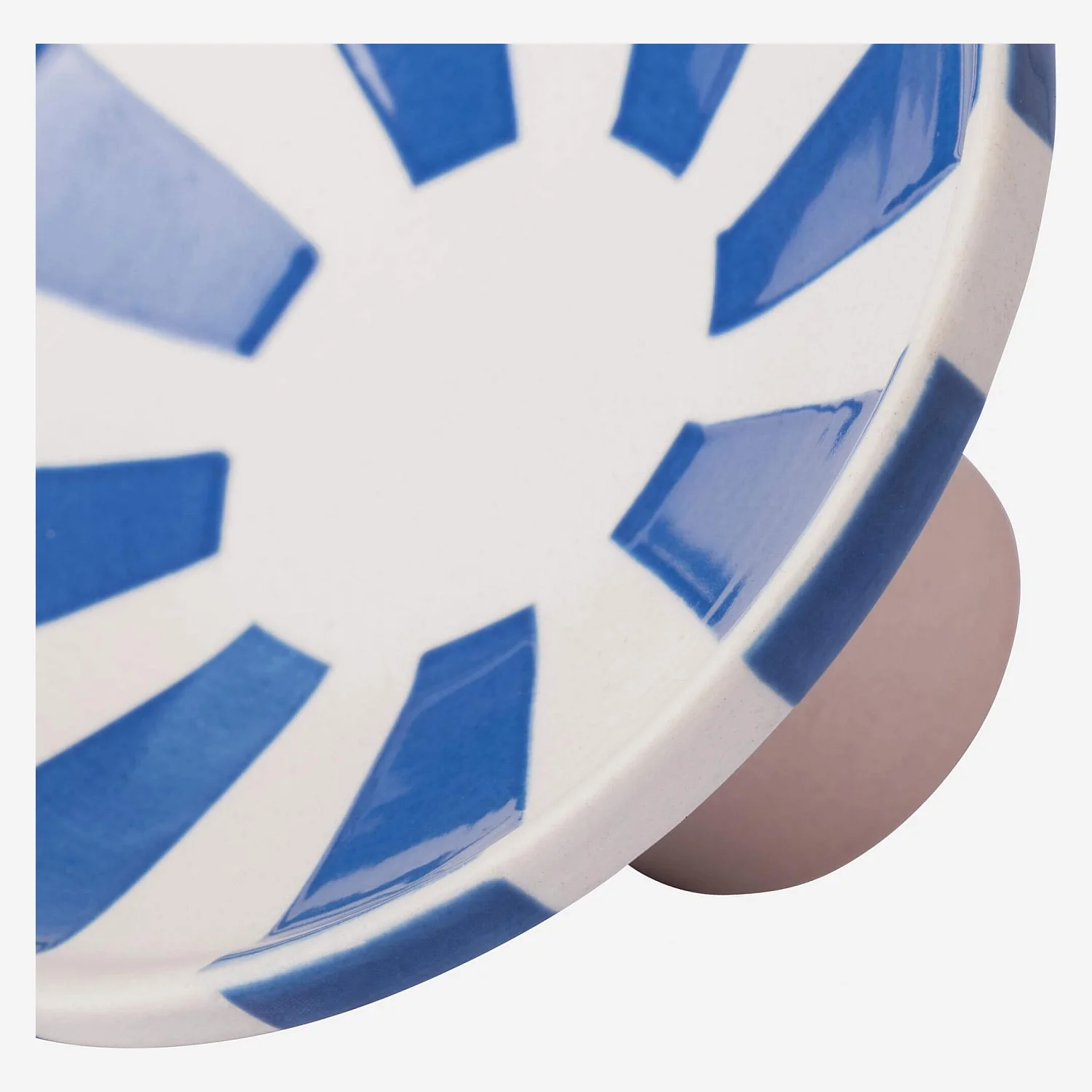 Bougeoir en grès - 9 x 5 cm - Rayures bleues - Design by Chloé Le Cam - 4