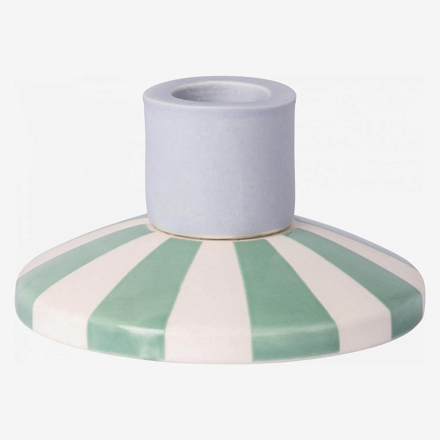 Bougeoir en grès - 9 x 5 cm - Rayures vertes - Design by Chloé Le Cam - 3