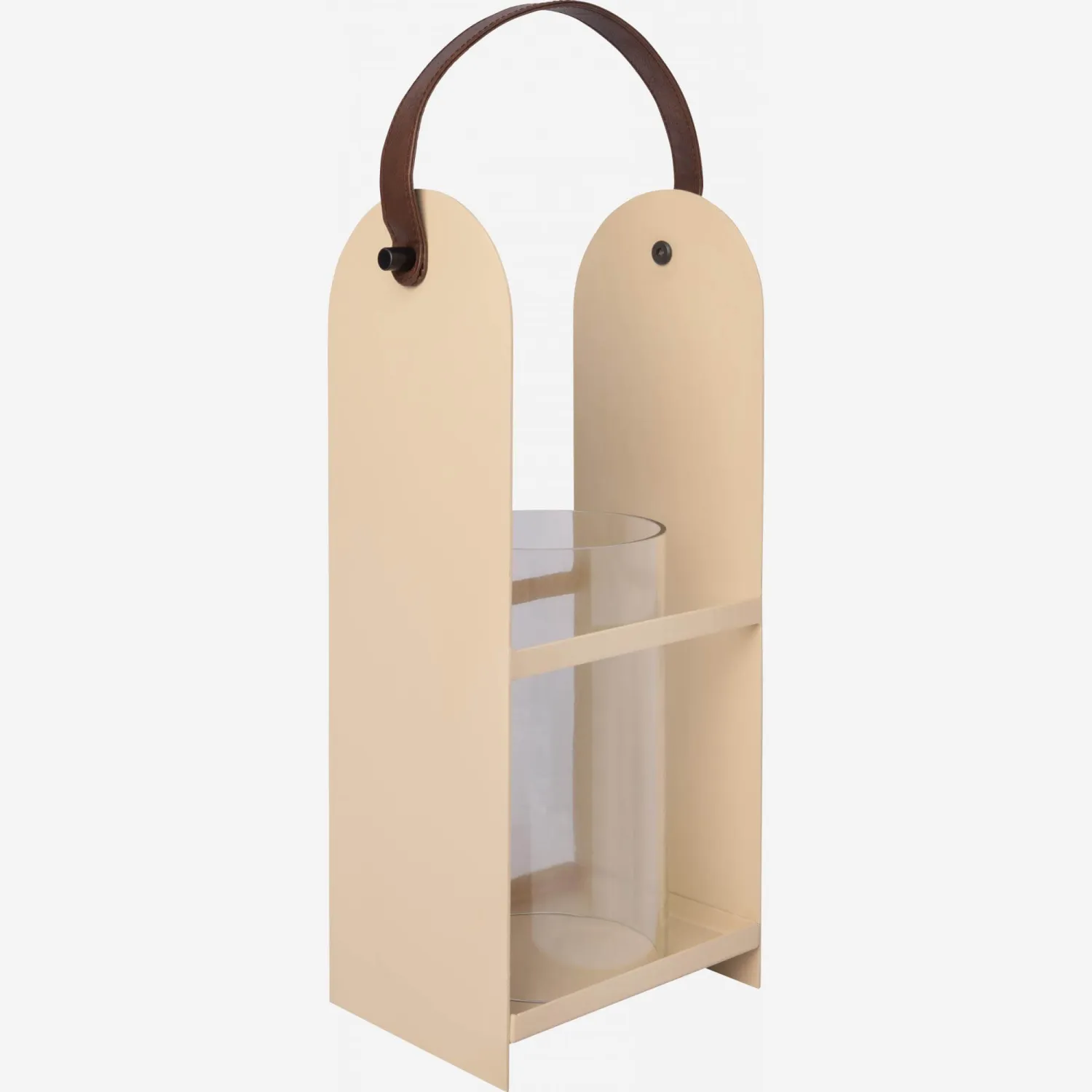 Lanterne en métal -16 x 13 x 38 cm – Beige