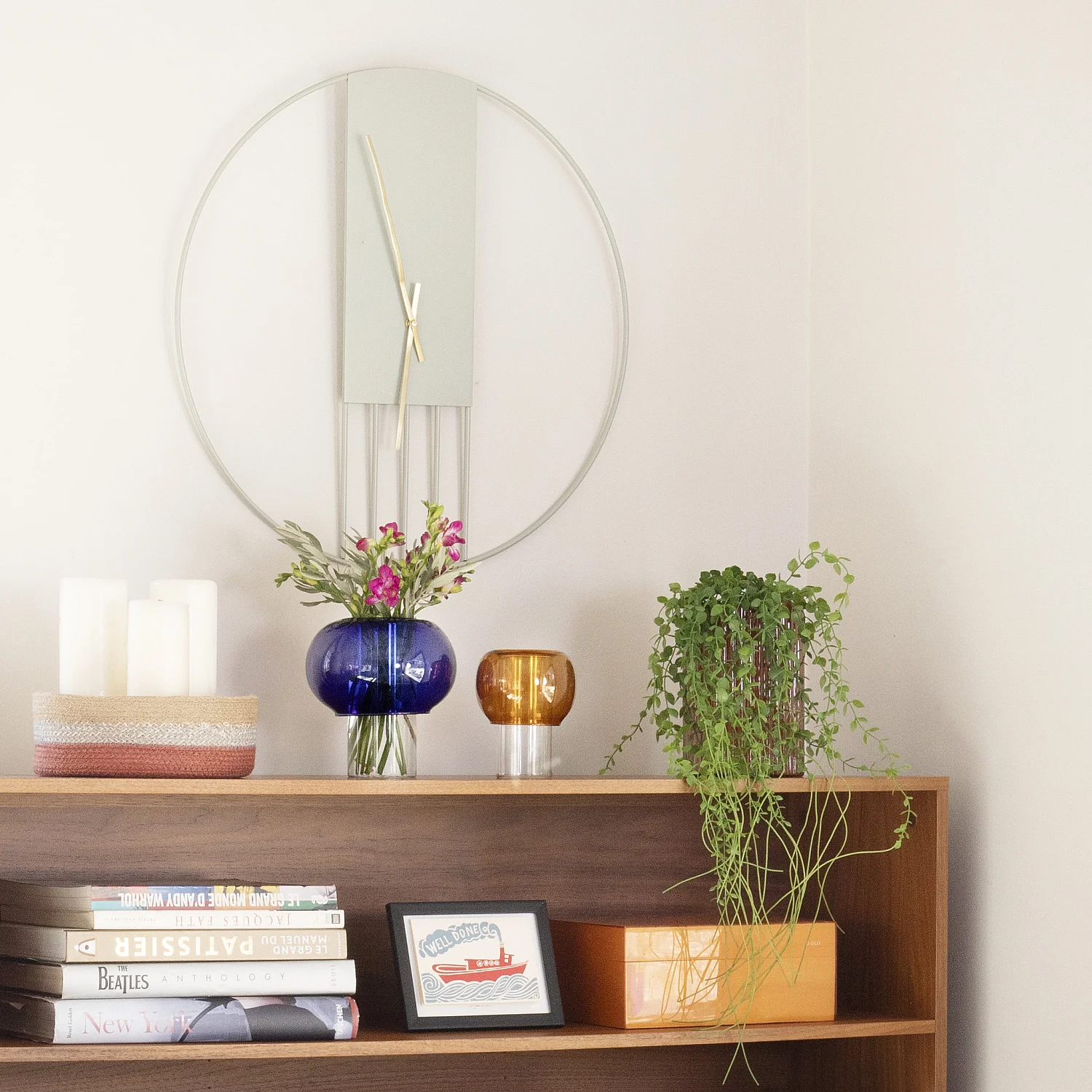 Horloge murale en métal - 60 cm - Vert - 1