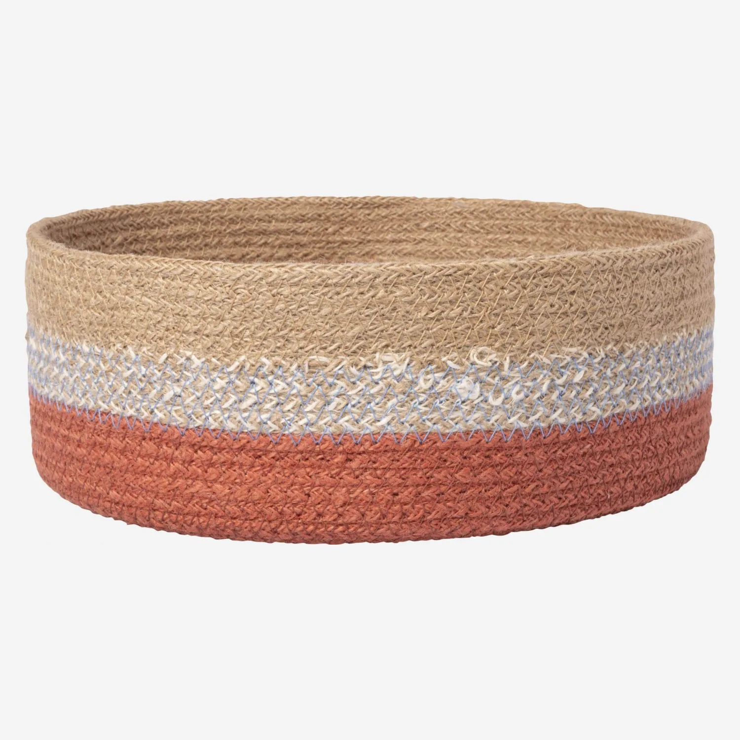 Corbeille en jute tressé - 25 x 10 cm - Rouge - 1