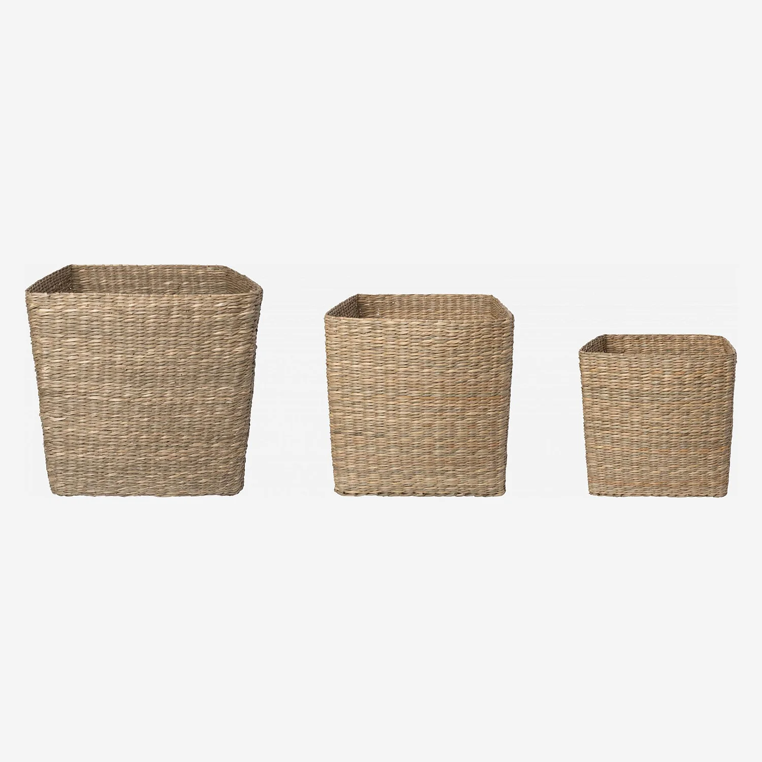 Lot de 3 paniers de rangement en jonc de mer - Naturel - 2