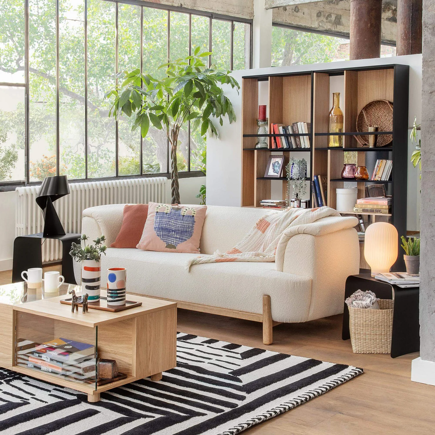 Panier de rangement en jonc de mer - 30 x 30 cm - Naturel - 5