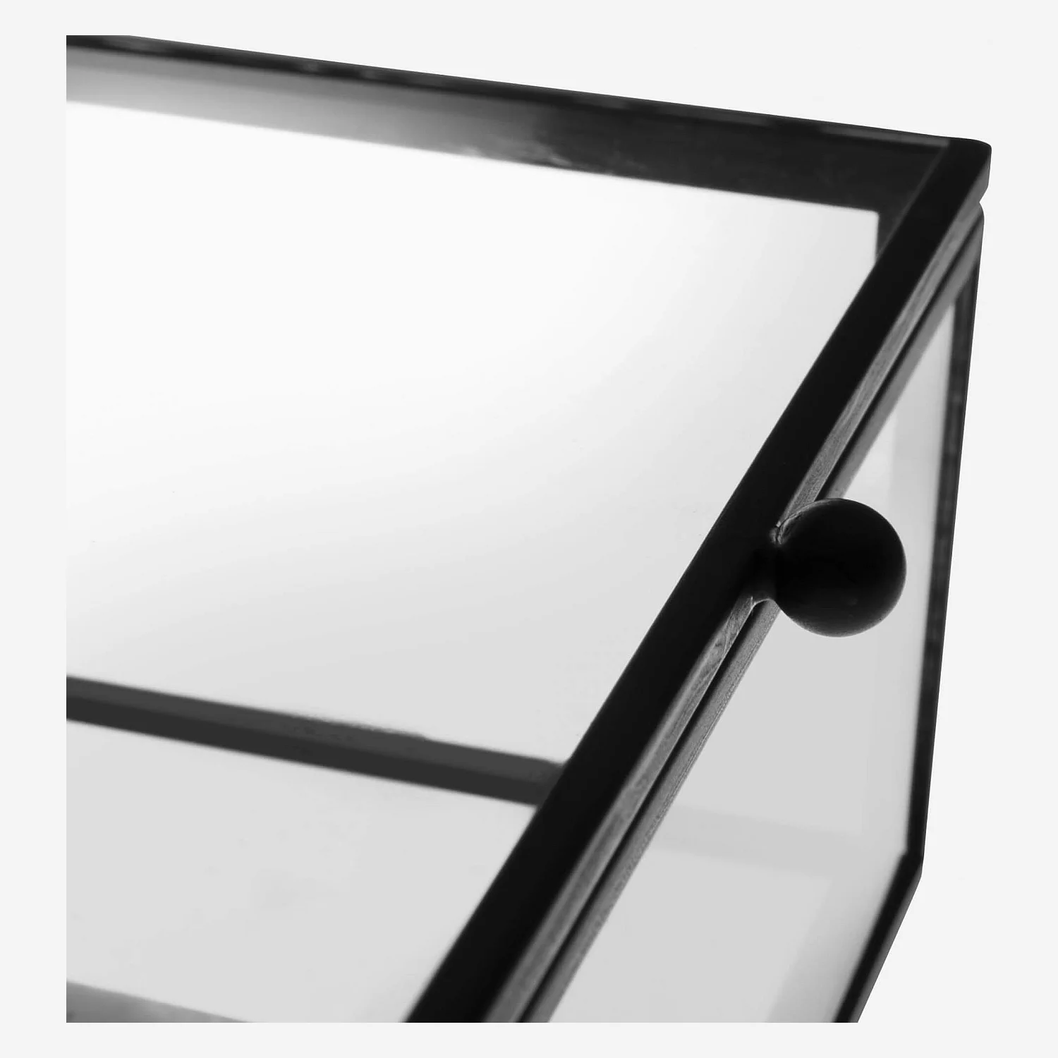 Boîte à bijoux en verre et métal - 14 x 10 x 5 cm - Noir - 3