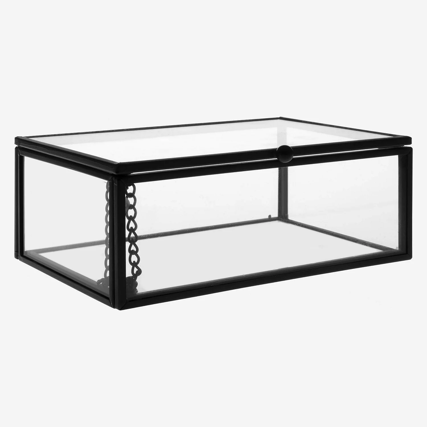 Boîte à bijoux en verre et métal - 14 x 10 x 5 cm - Noir - 4