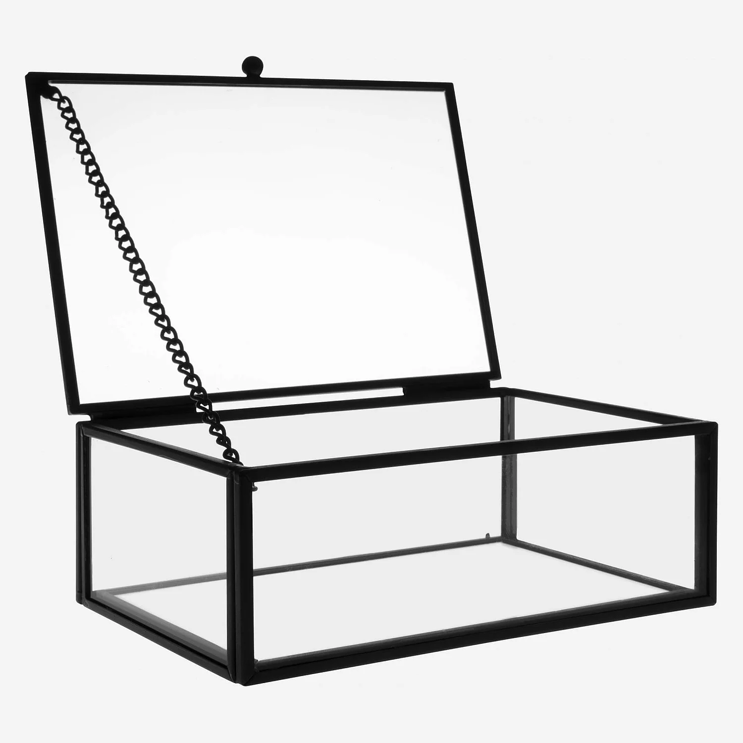 Boîte à bijoux en verre et métal - 14 x 10 x 5 cm - Noir - 7