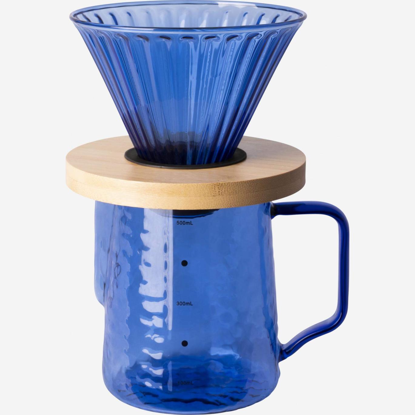 Glazen koffiezetapparaat - 550 ml - Blauw