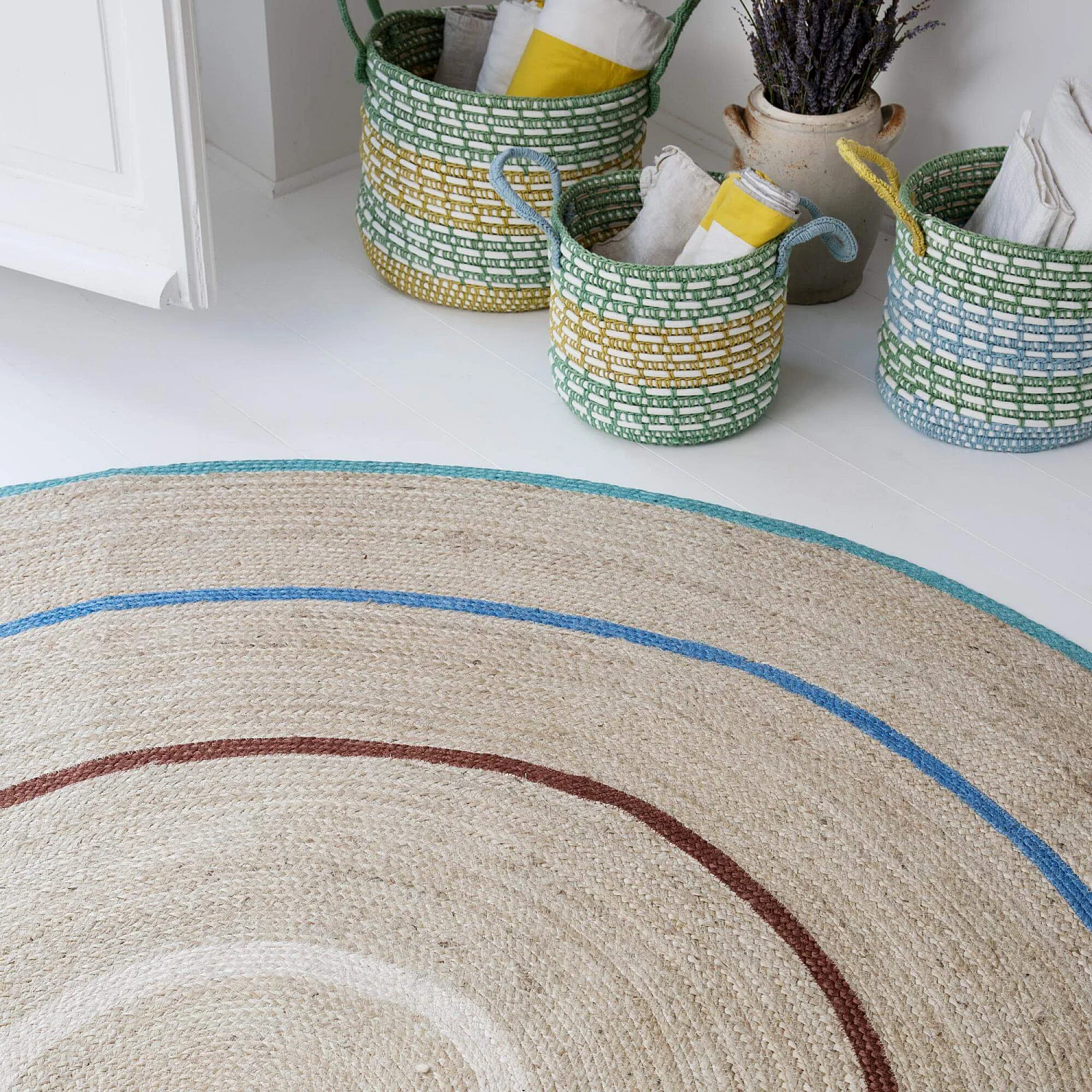 Tapis rond en jute - 200 cm - Multicolore - 5