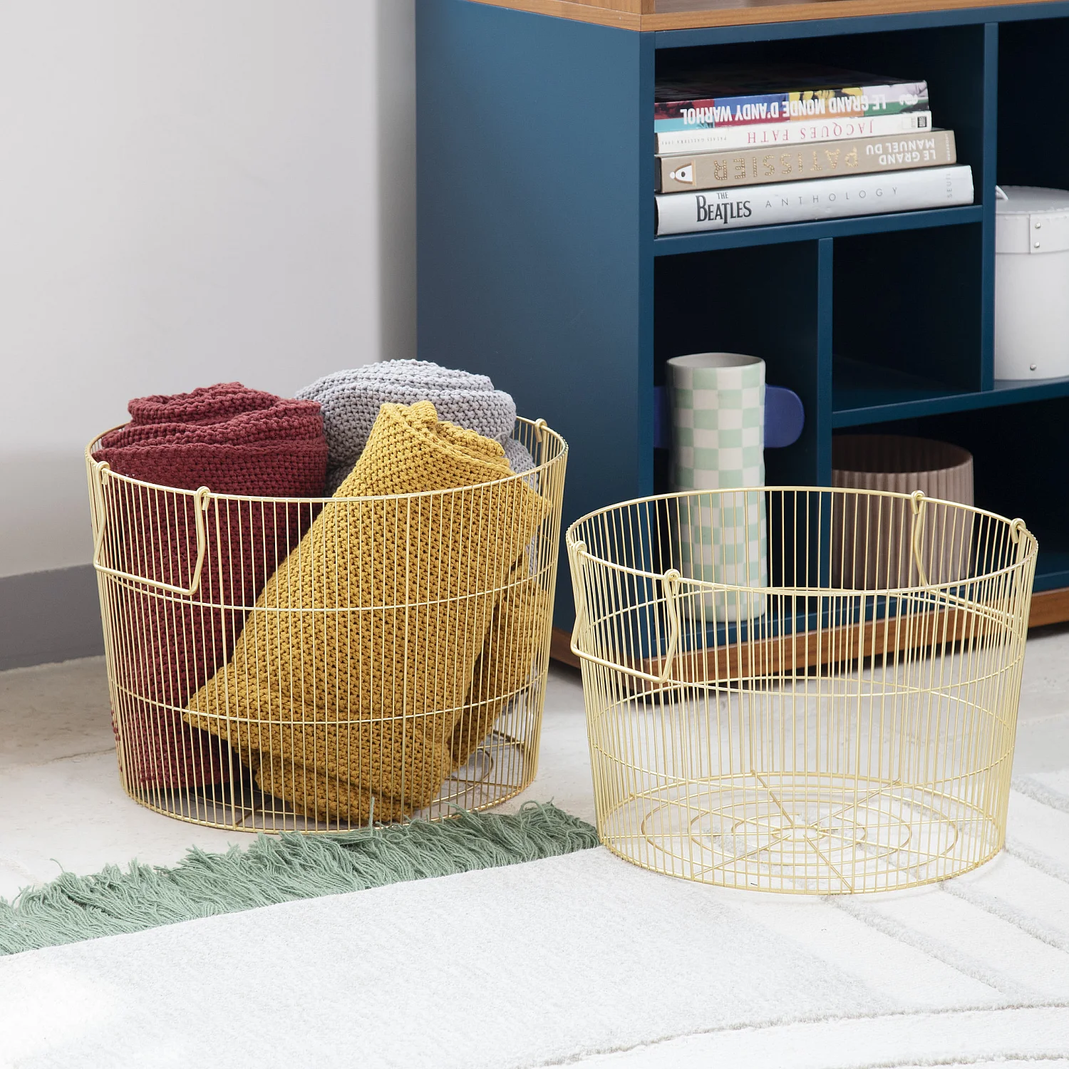 Set van 2 opbergmanden van metaal - Goudkleurig - 1