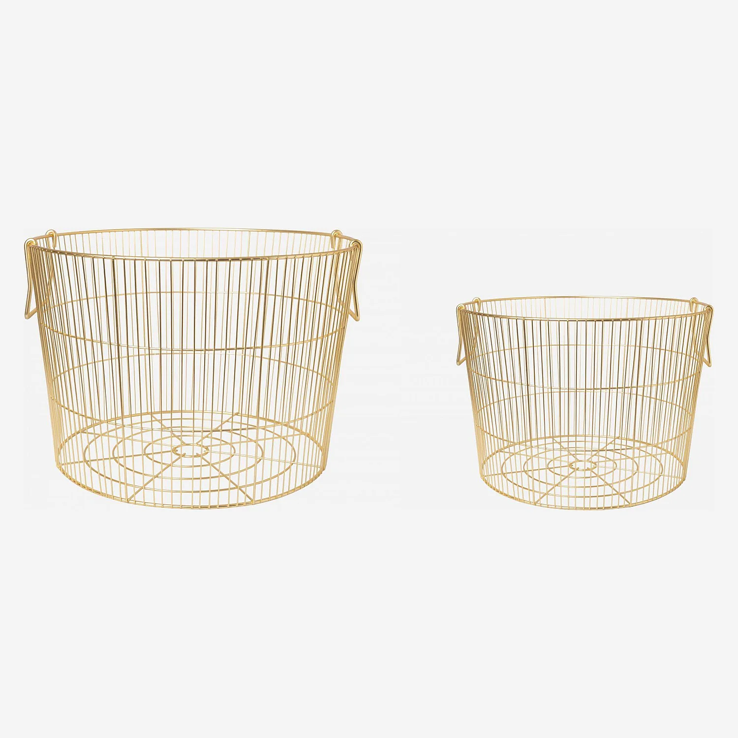 Lot de 2 paniers de rangement en métal - Doré - 1